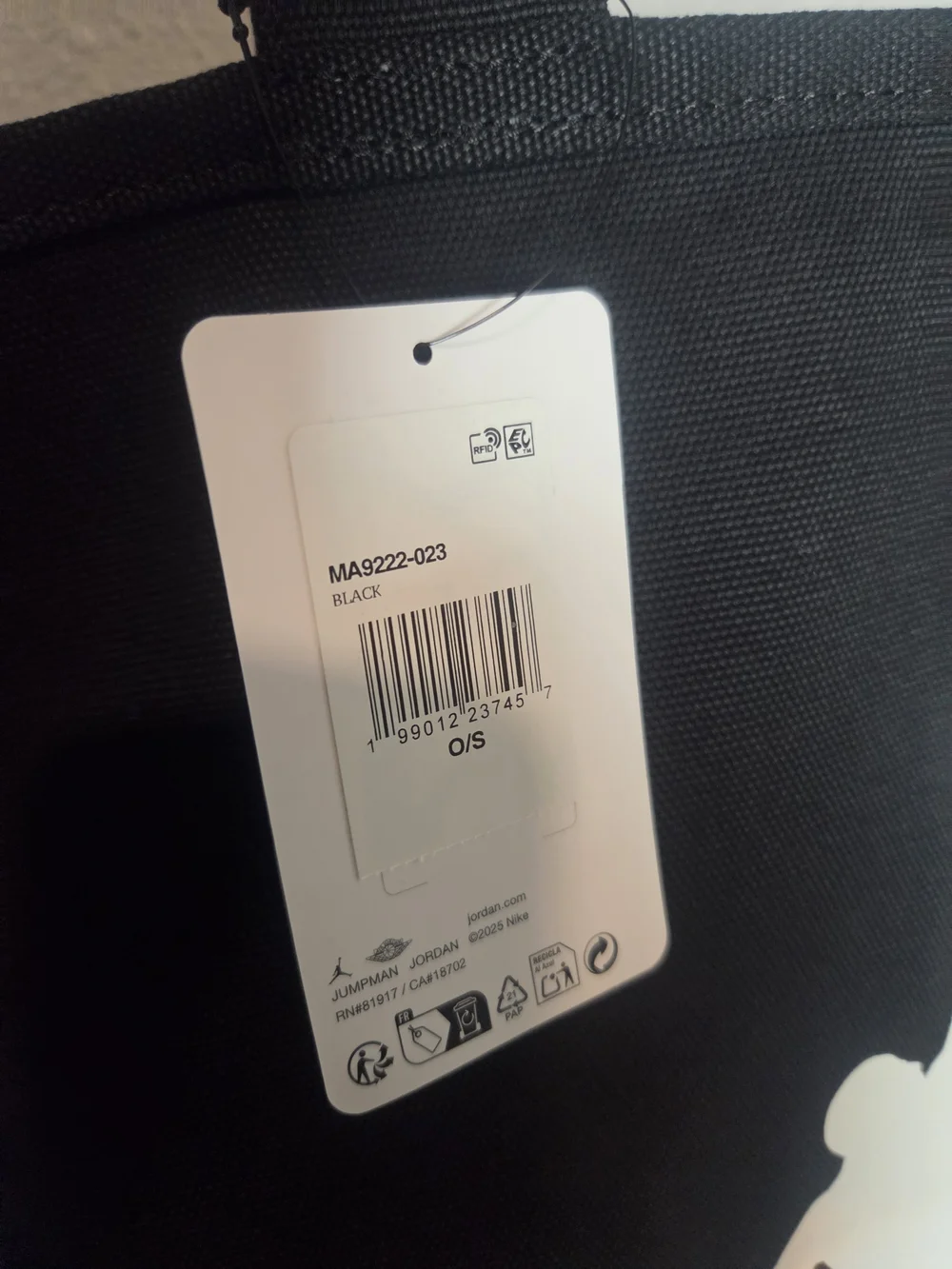 Jordan Black Tote with Large White Jumpman